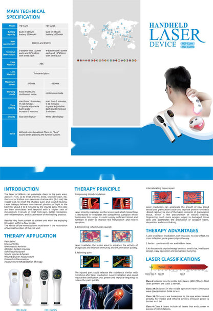 professional hd cure handheld laser device red light